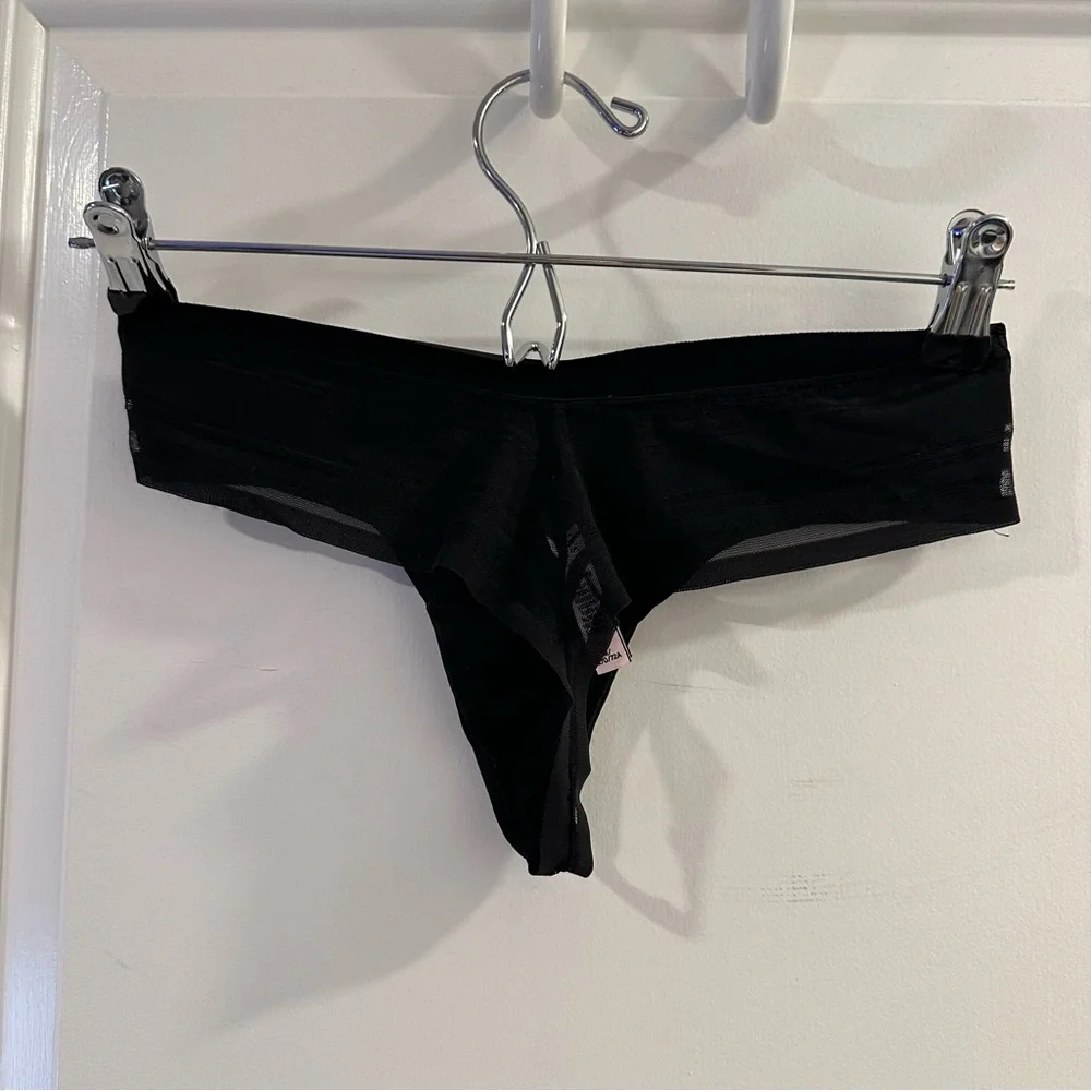 Victoria's Secret No-Show Lacie Thong Panty in Black